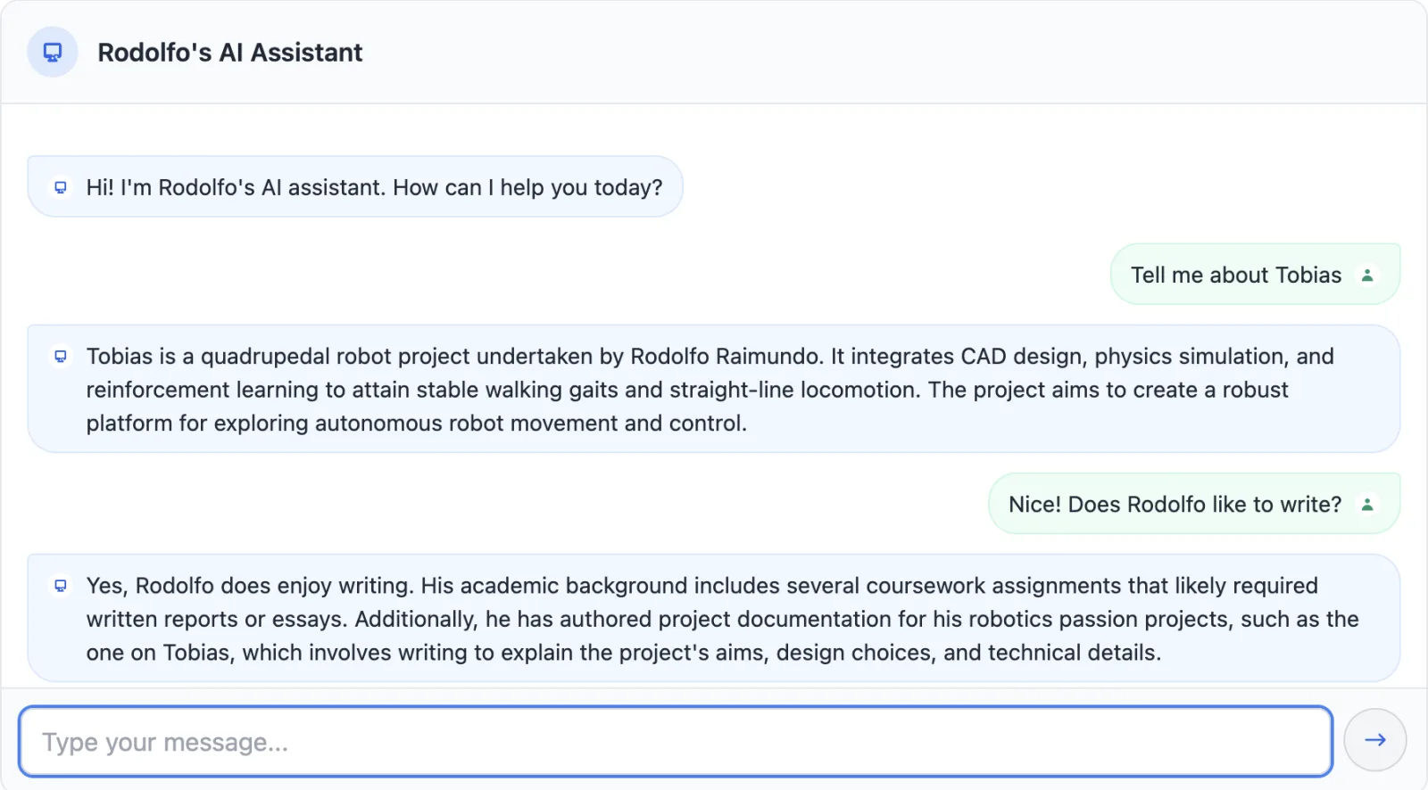 Chat interface preview