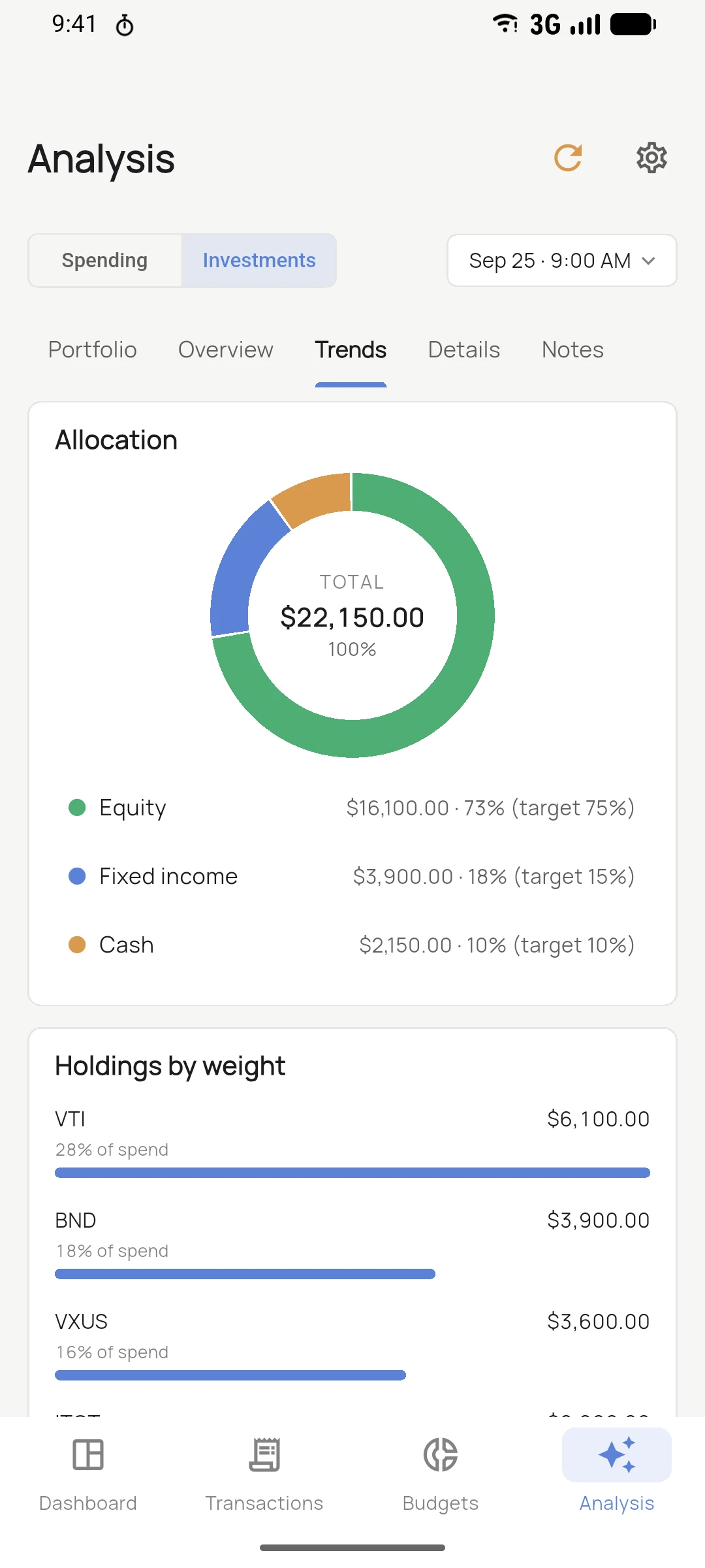RaiBudget investment allocation and performance charts